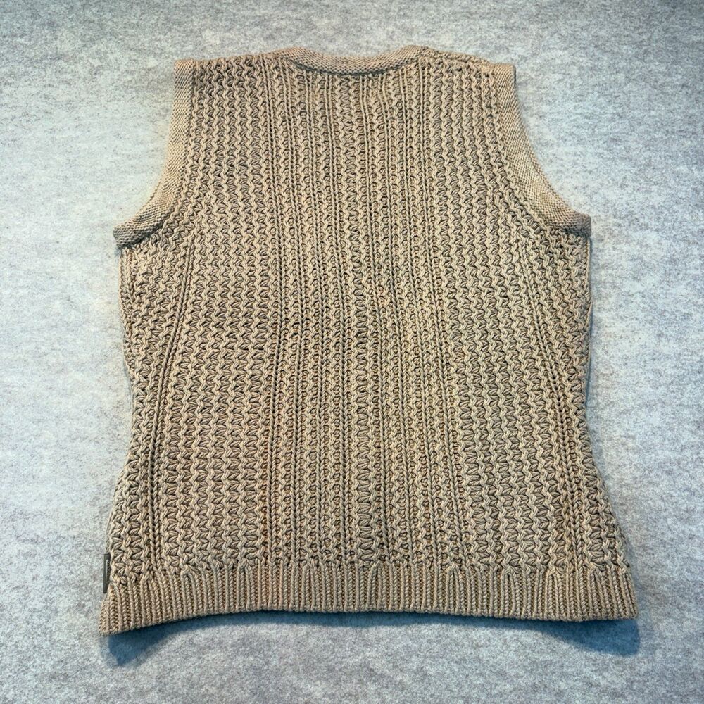 Woolrich Women's Petite M Chunky Cable Knit Zip Sweater Vest Khaki
